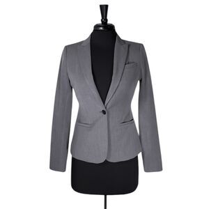 Banana Republic Womens Blazer Gray Stretch Classic Office Business Suit Jacket 0